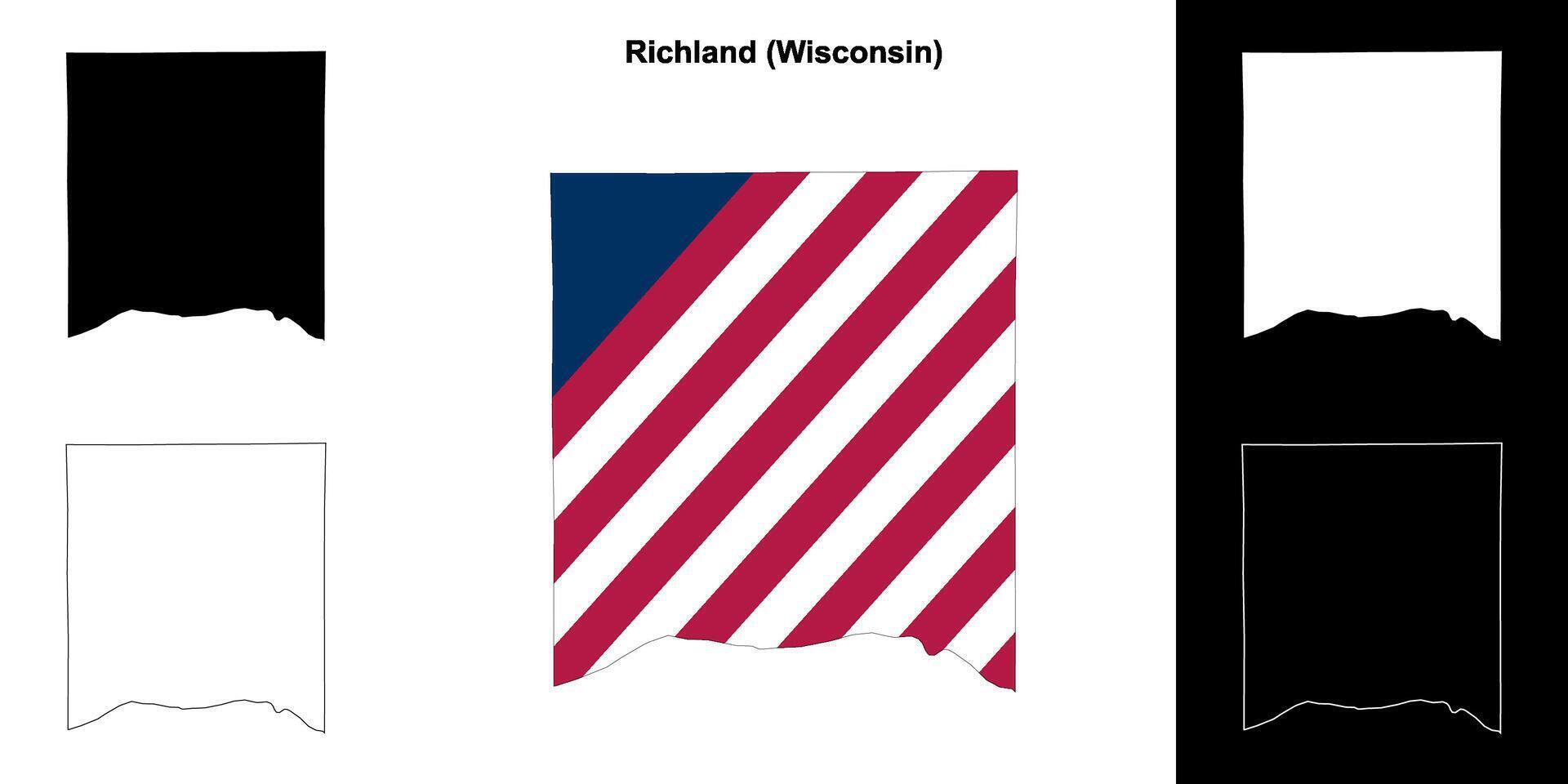 Richland County, Wisconsin outline map set vector