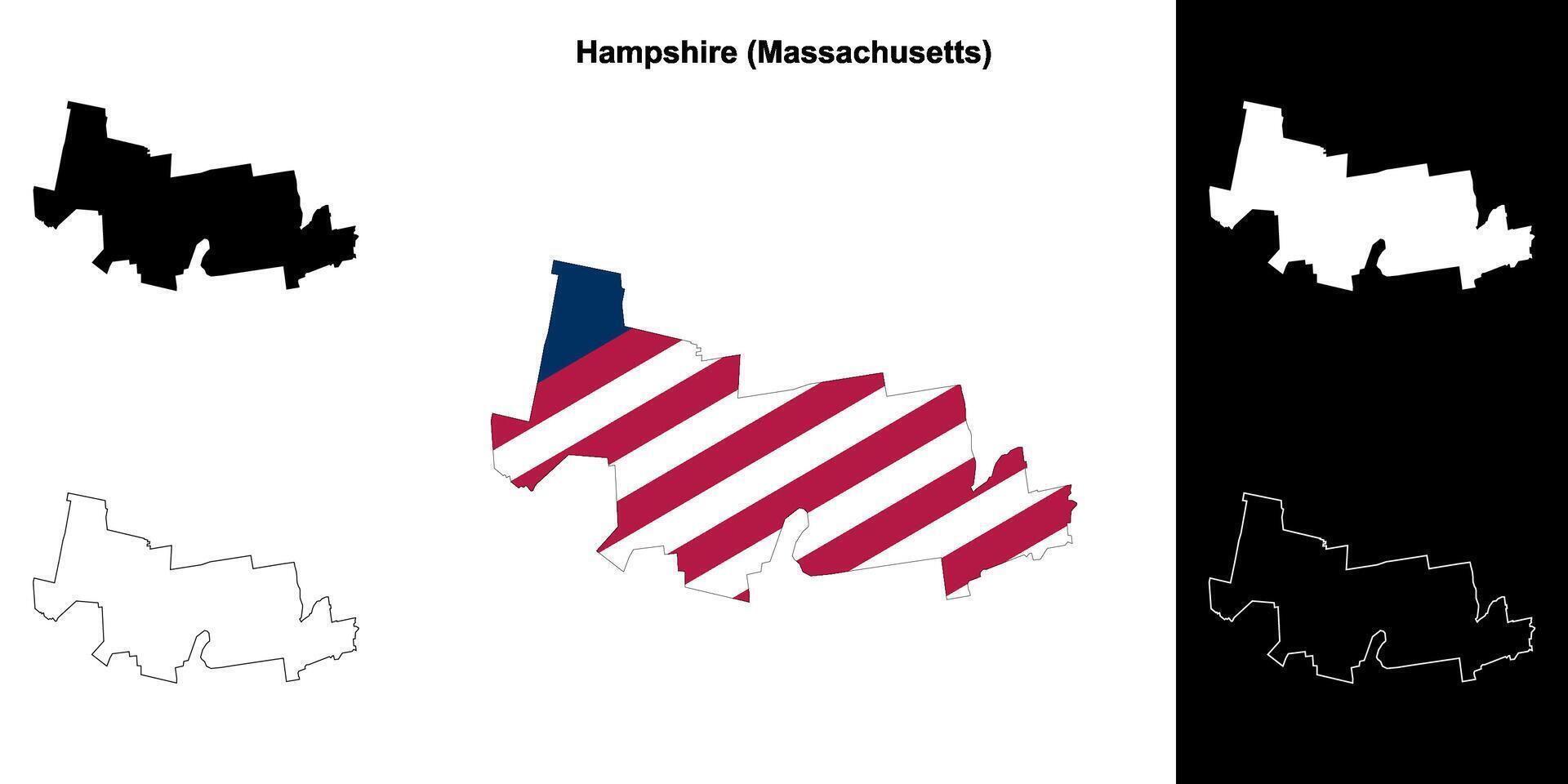 Hampshire condado, Massachusetts contorno mapa conjunto vector