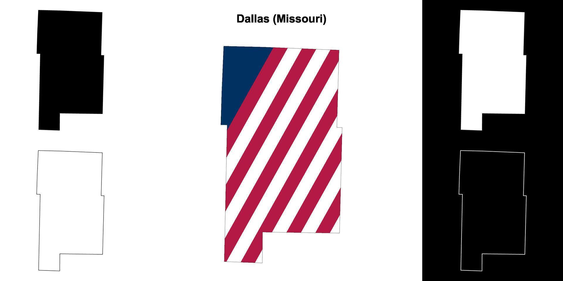 Dallas County, Missouri outline map set vector