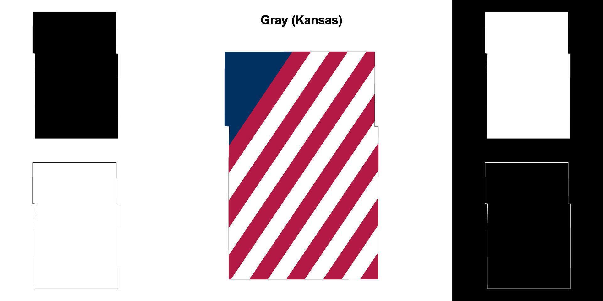 Gray County, Kansas outline map set vector