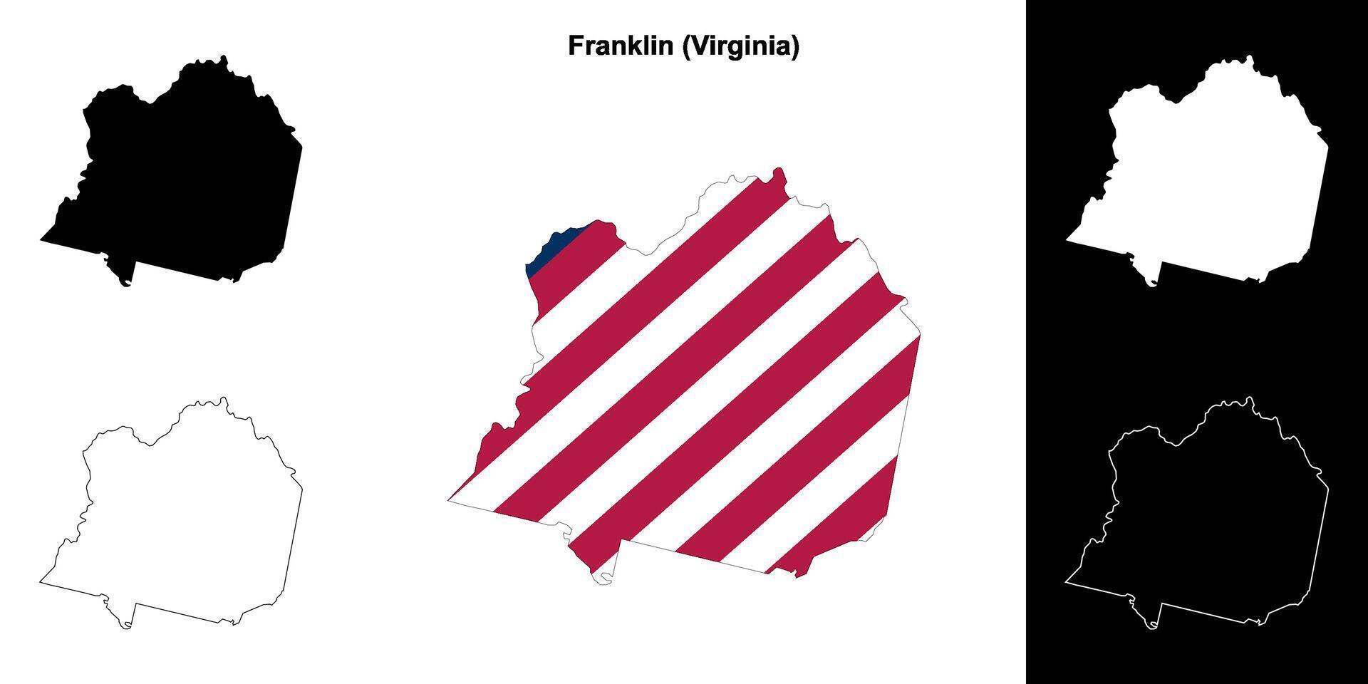 Franklin County, Virginia outline map set vector