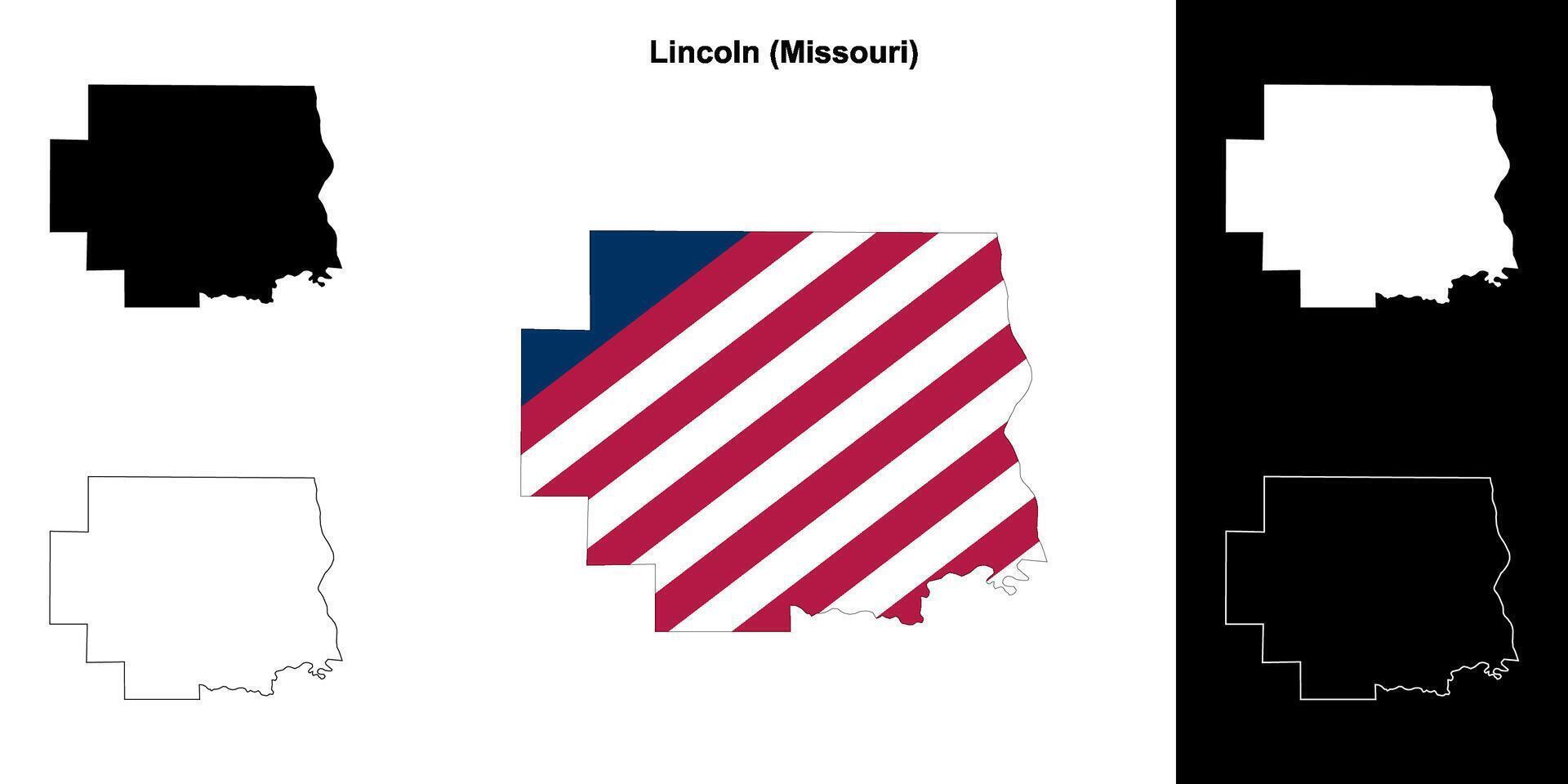 Lincoln County, Missouri outline map set vector