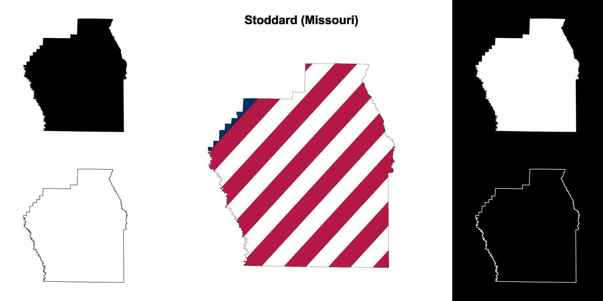 Stoddard County, Missouri outline map set vector