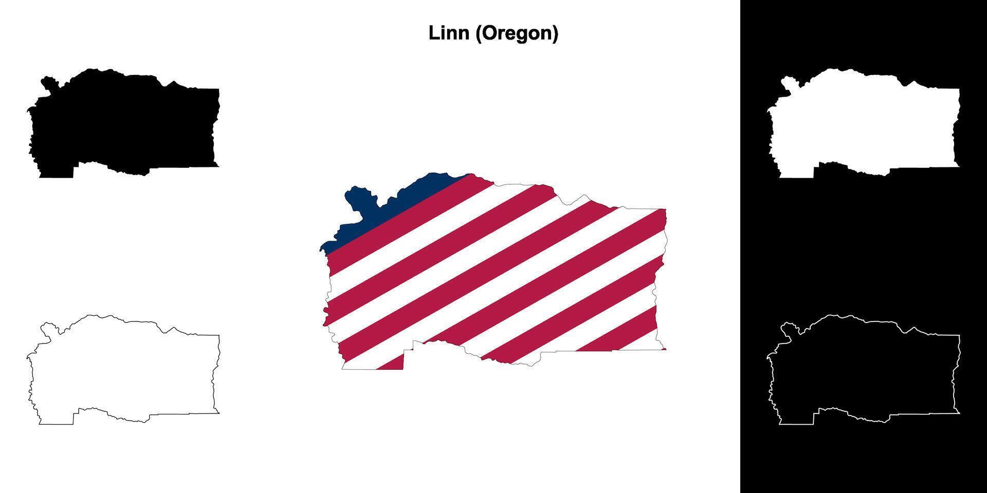 Linn County, Oregon outline map set vector
