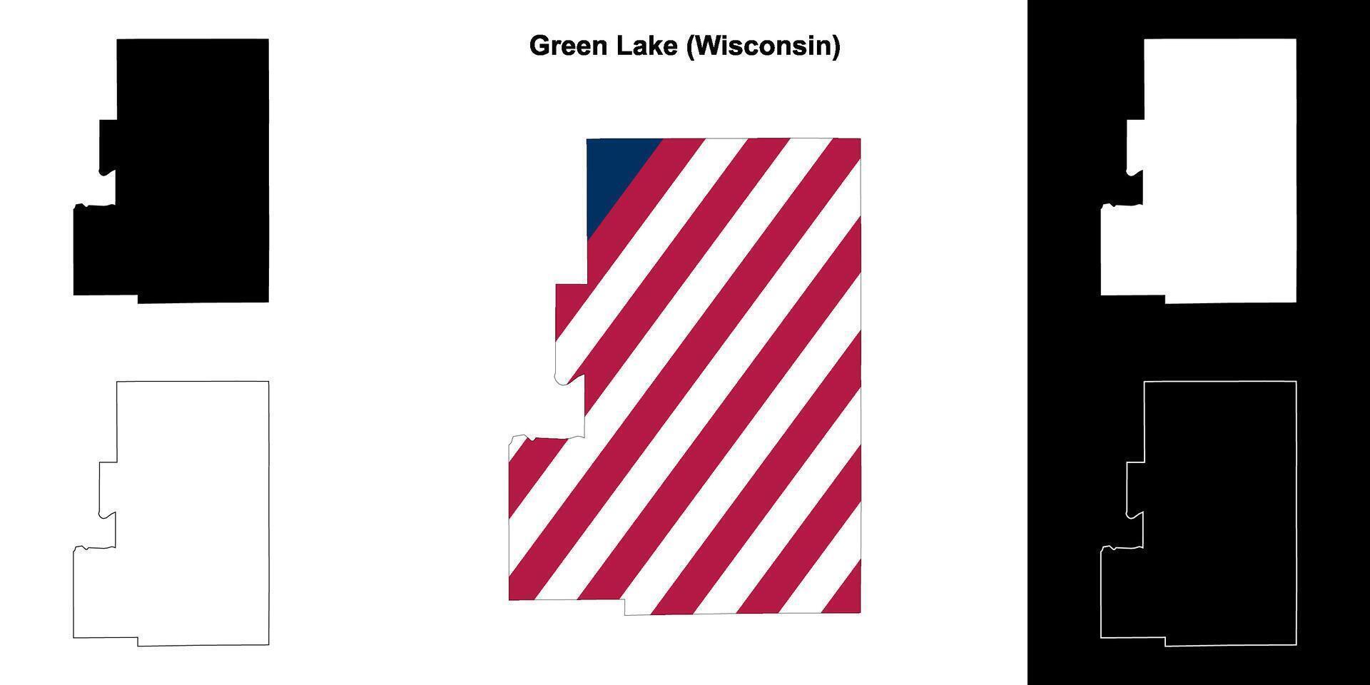 verde lago condado, Wisconsin contorno mapa conjunto vector