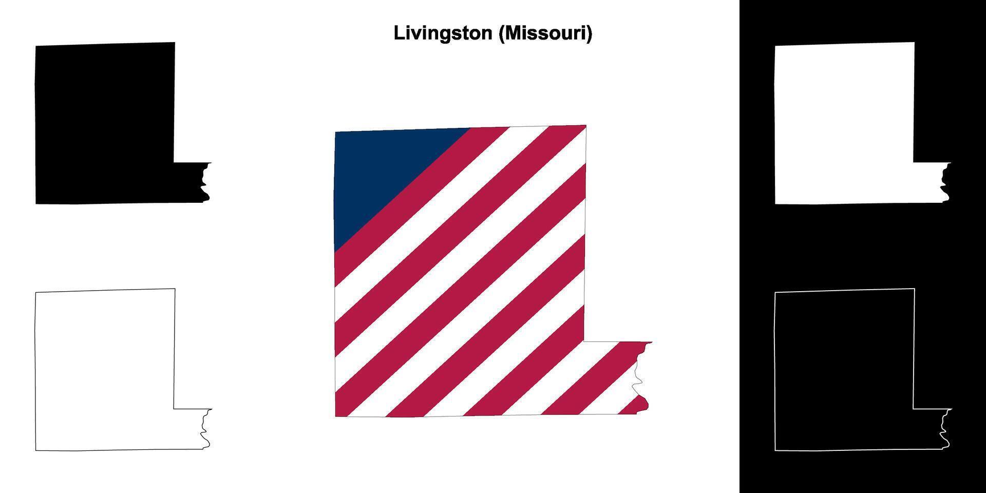 Livingston County, Missouri outline map set vector