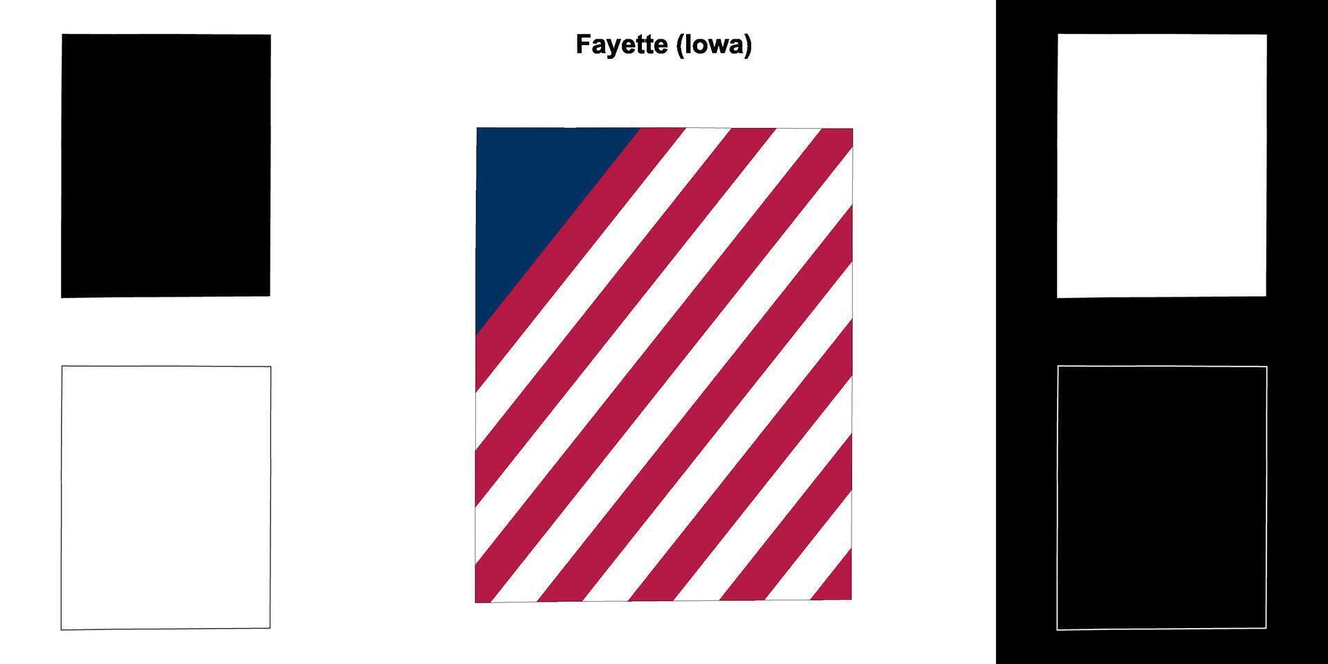 Fayette County, Iowa outline map set vector