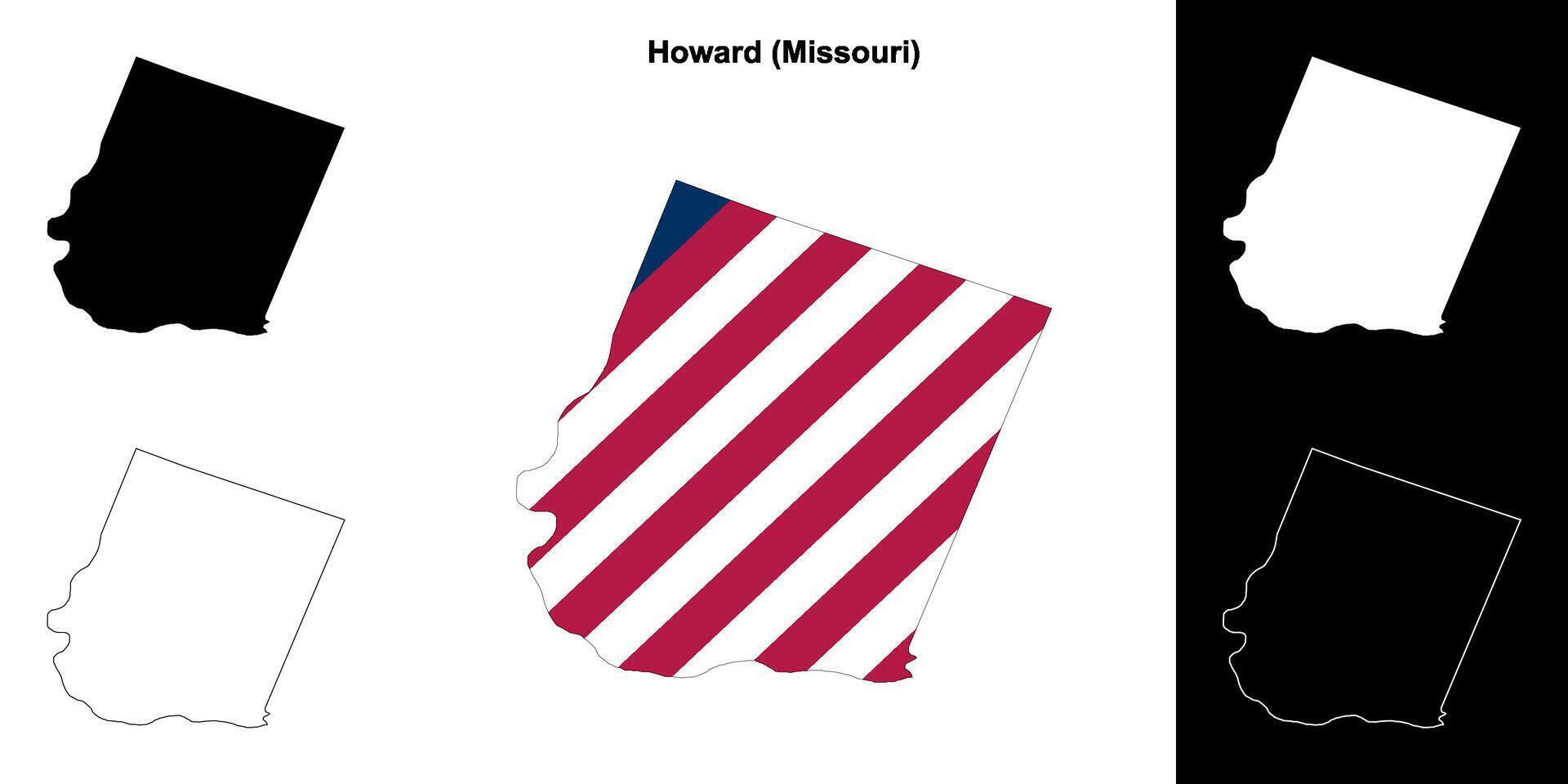 Howard County, Missouri outline map set vector