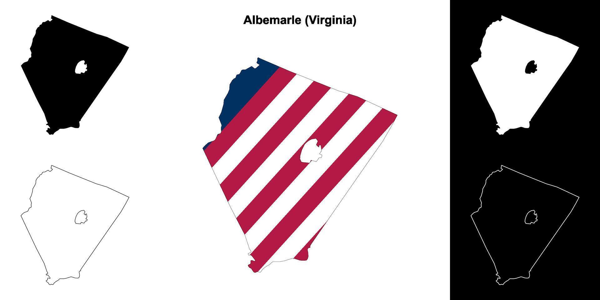 Albemarle County, Virginia outline map set vector