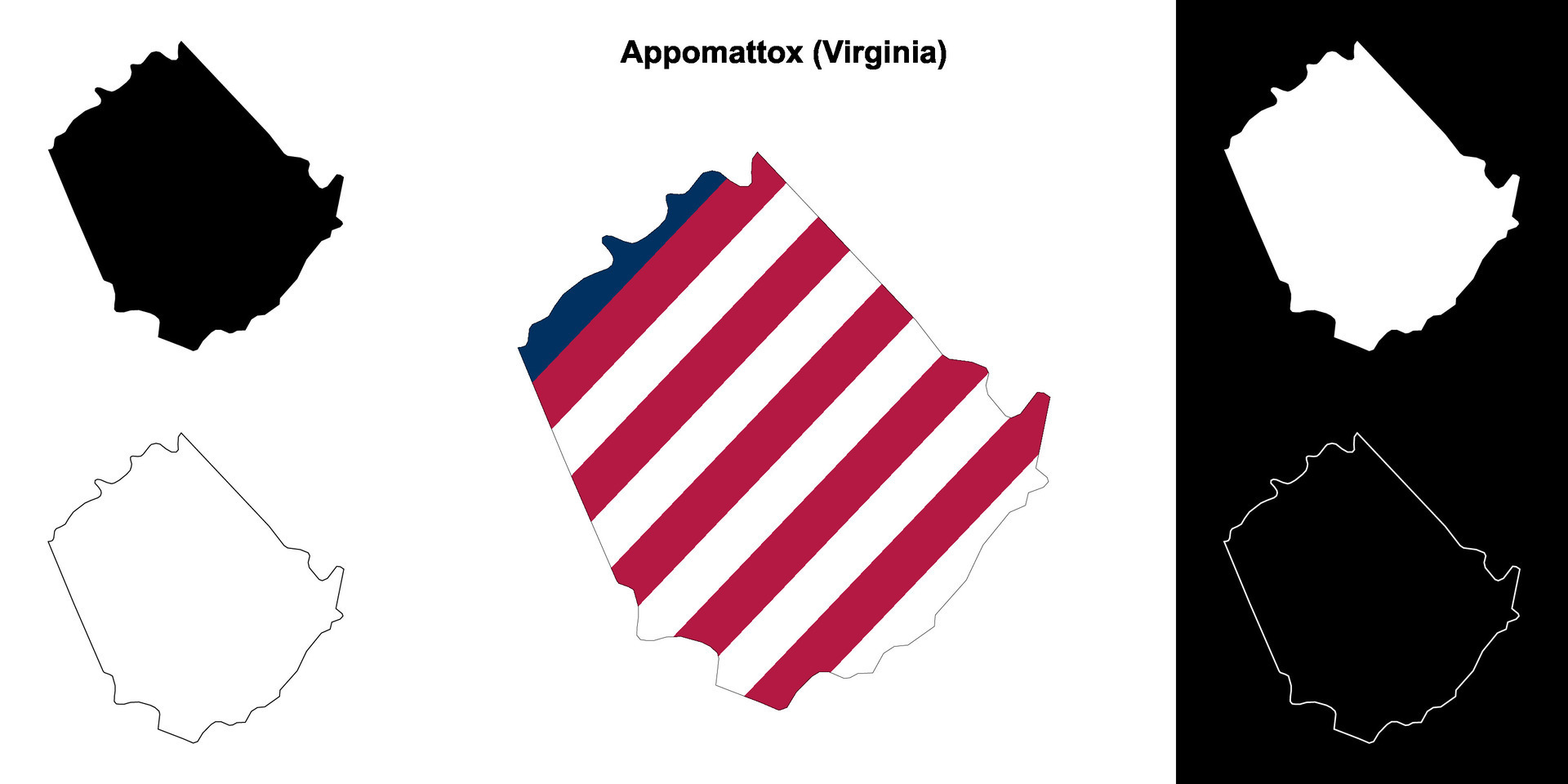 Appomattox County, Virginia outline map set 43223327 Vector Art at Vecteezy