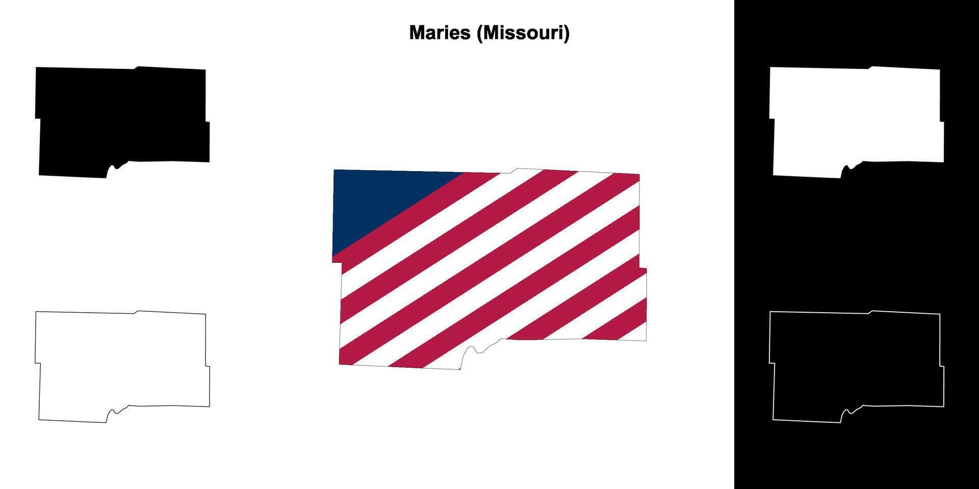 Maries County, Missouri outline map set vector