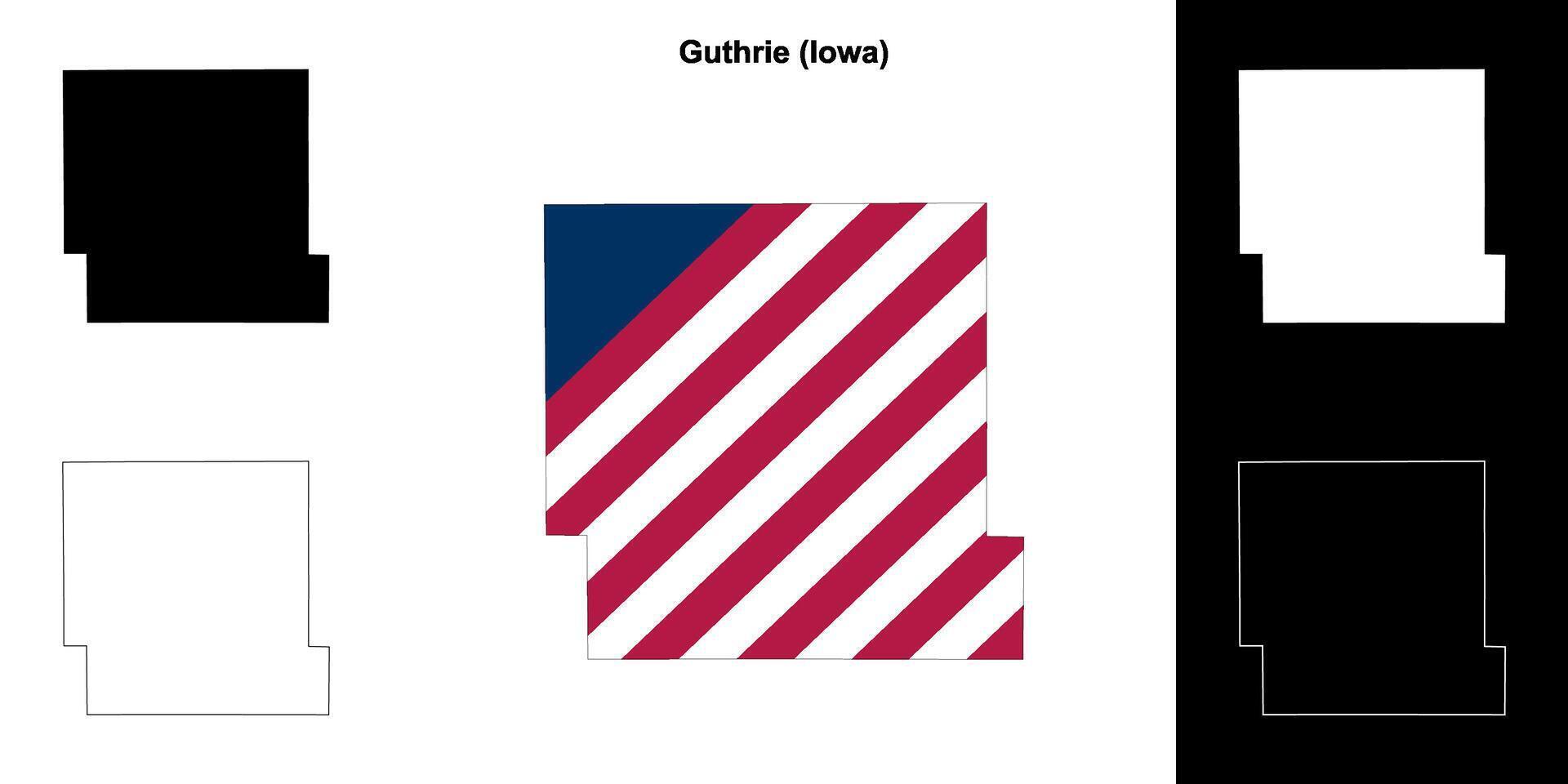 Guthrie County, Iowa outline map set vector