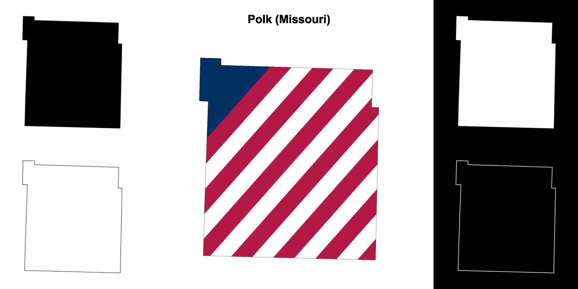 Polk County, Missouri outline map set vector