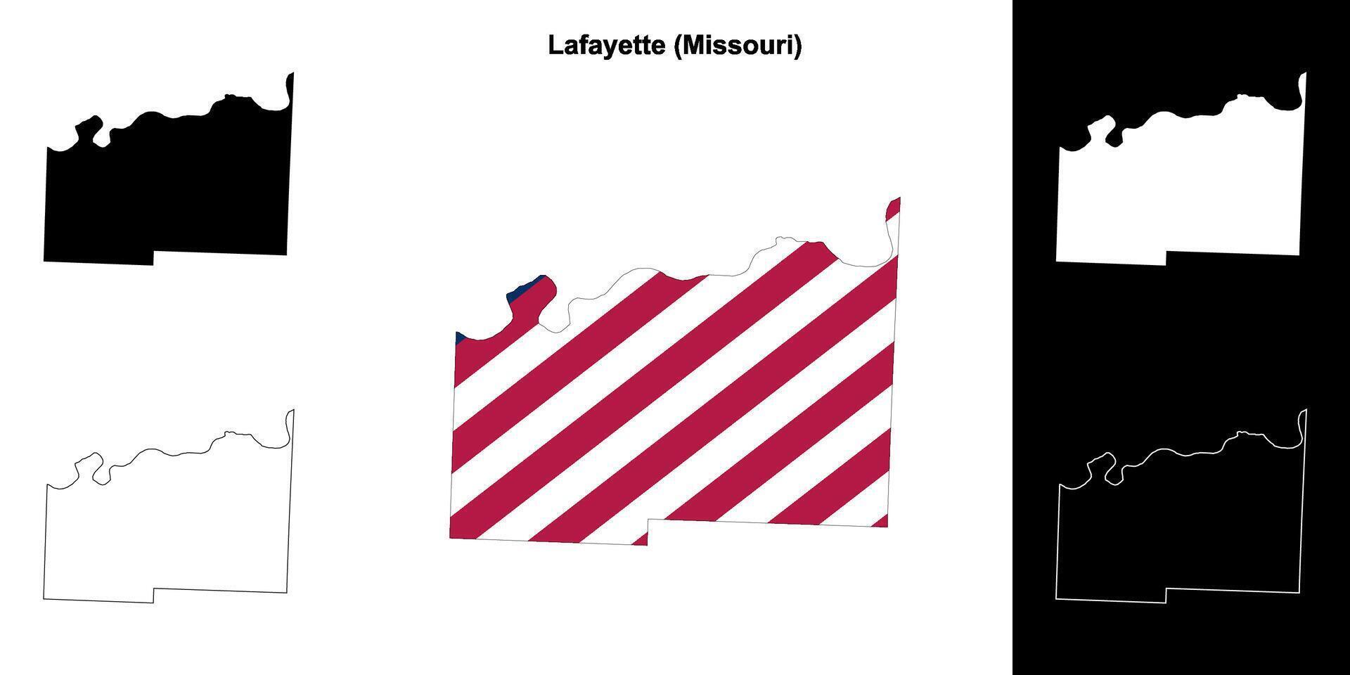 Lafayette County, Missouri outline map set vector