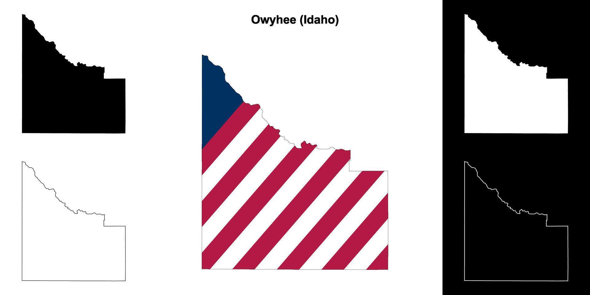 Owyhee County, Idaho outline map set vector