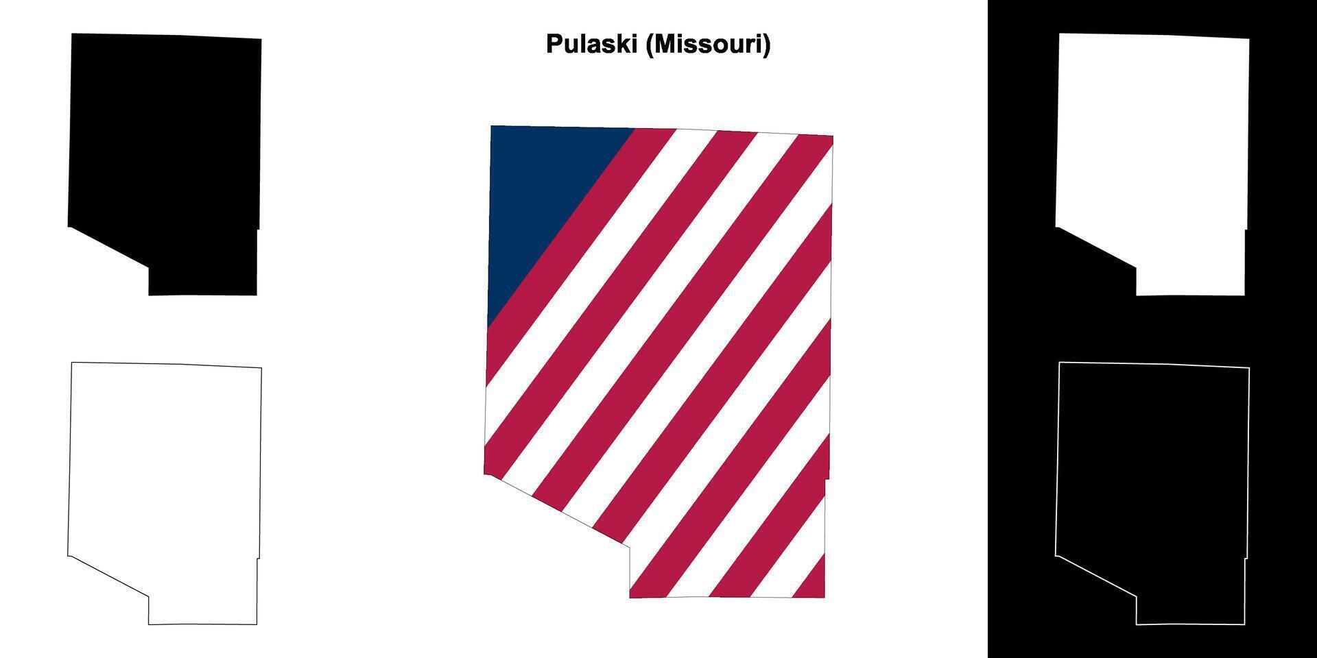 Pulaski County, Missouri outline map set vector