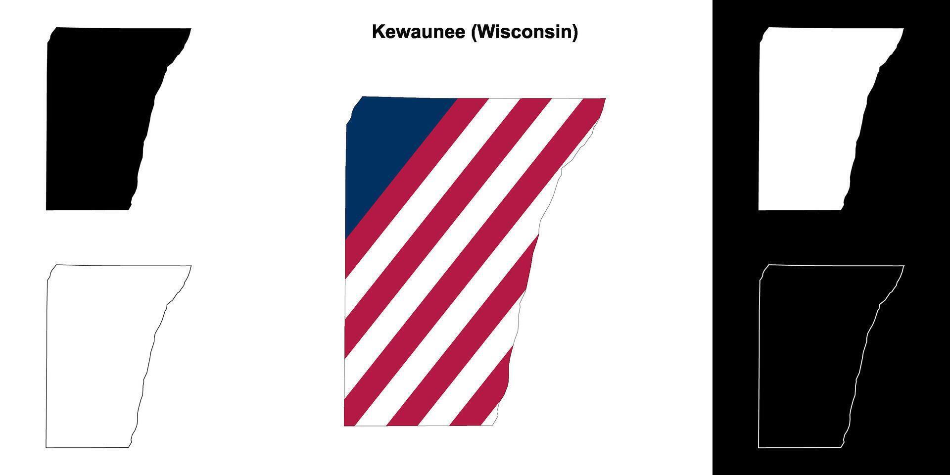 Kewaunee County, Wisconsin outline map set vector