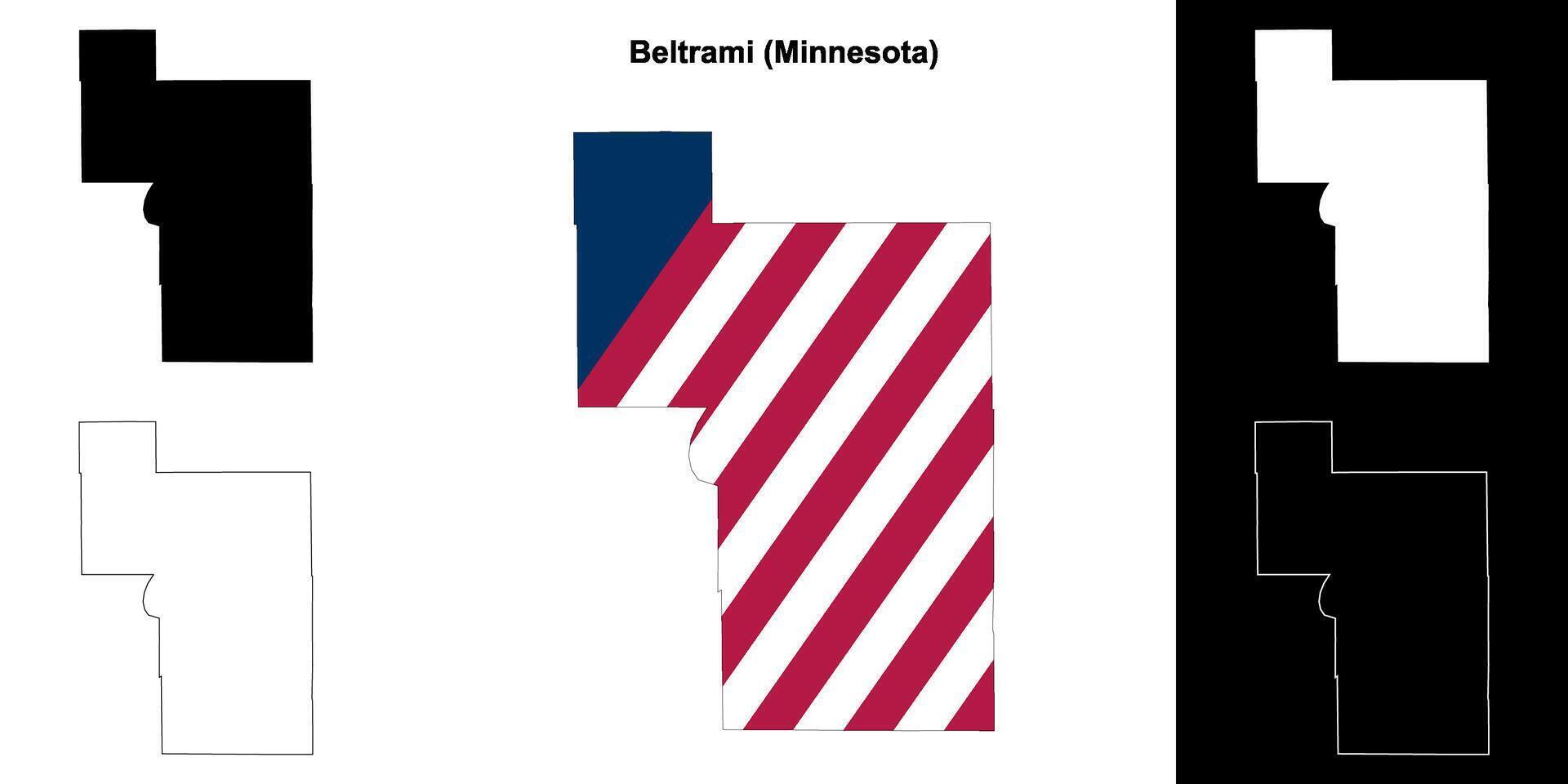 Beltrami County, Minnesota outline map set vector