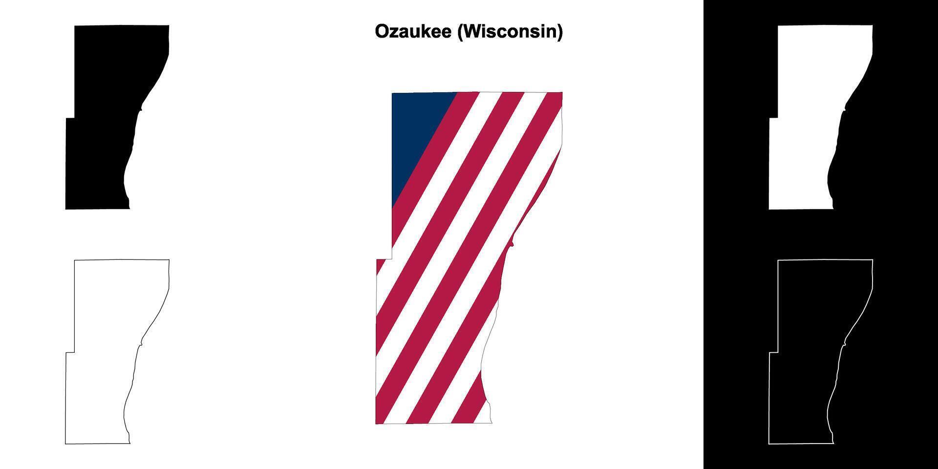 Ozaukee County, Wisconsin outline map set vector