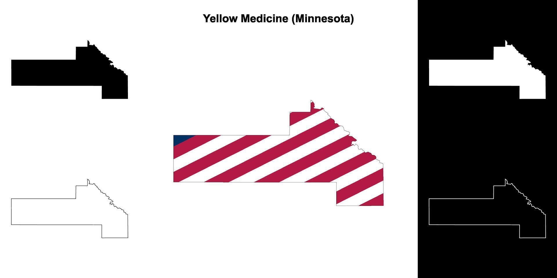 Yellow Medicine County, Minnesota outline map set vector