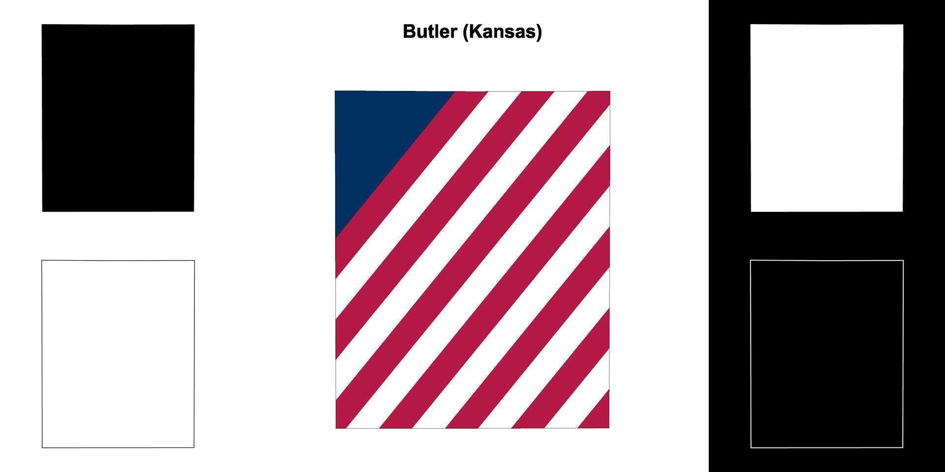 Butler County, Kansas outline map set vector