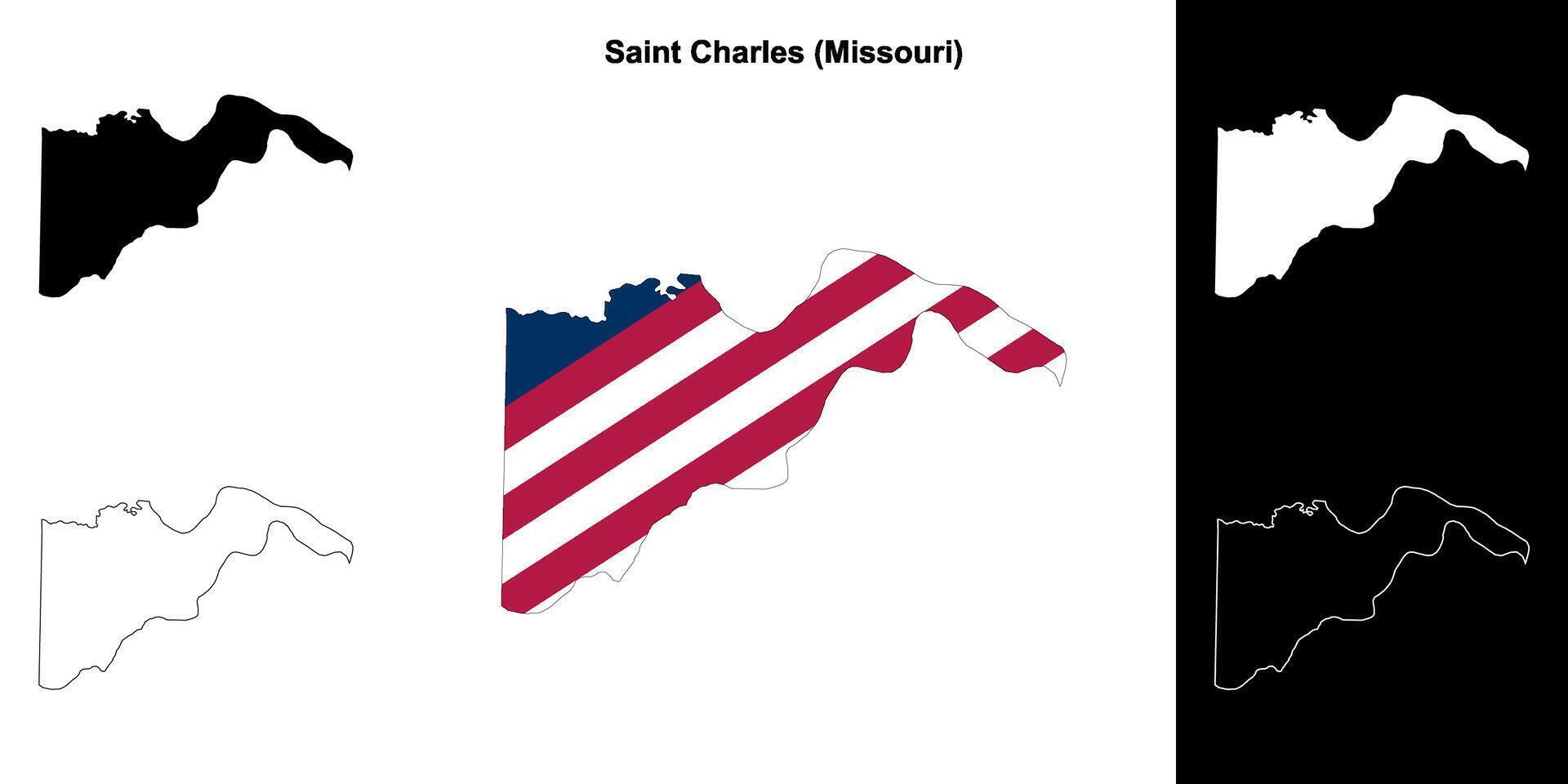 Saint Charles County, Missouri outline map set vector