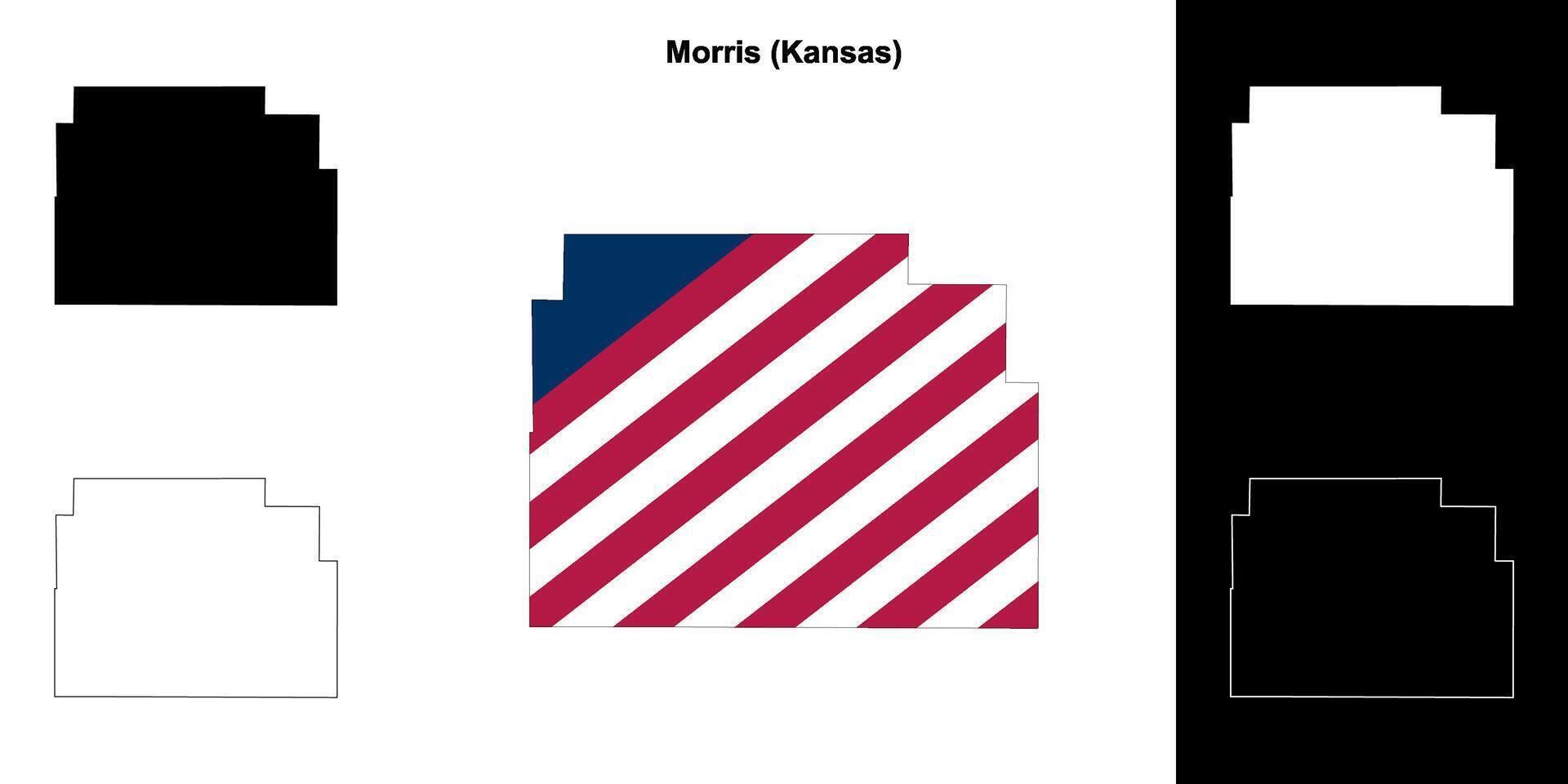 Morris County, Kansas outline map set vector