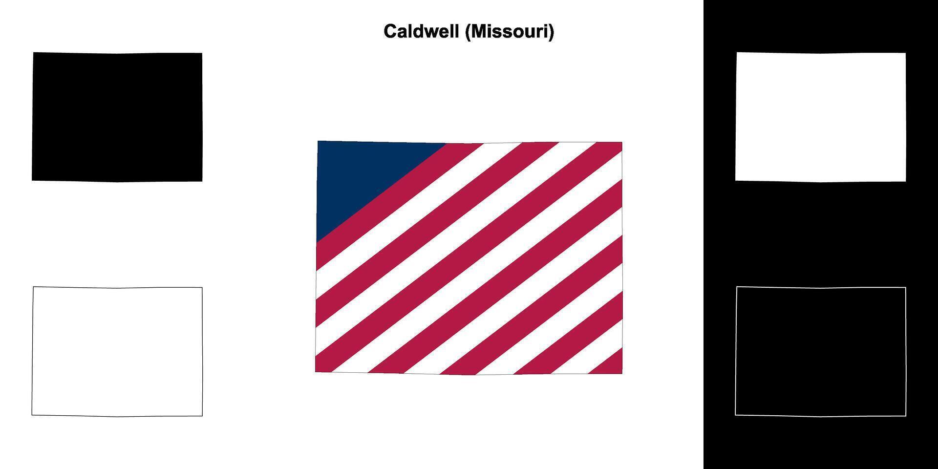 Caldwell County, Missouri outline map set vector