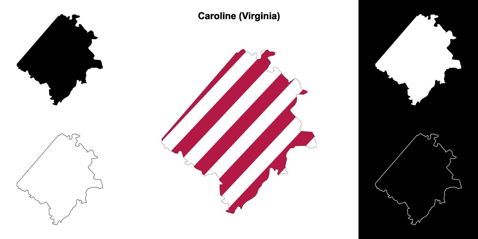 Caroline County, Virginia outline map set vector