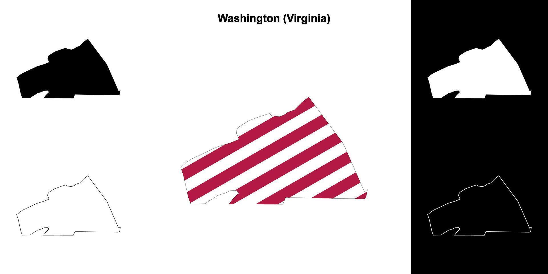 Washington County, Virginia outline map set vector