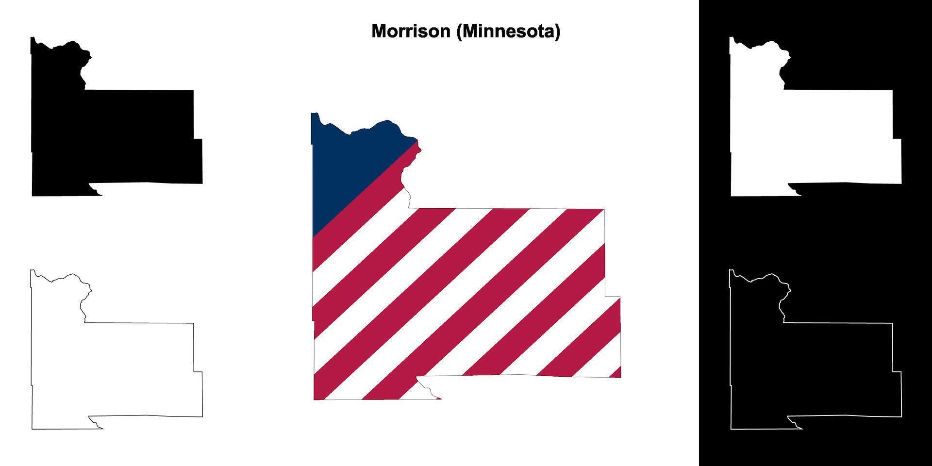 Morrison County, Minnesota outline map set vector