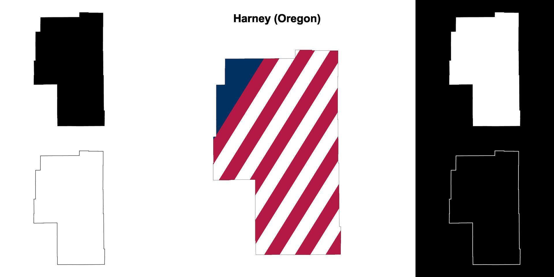 Harney County, Oregon outline map set vector