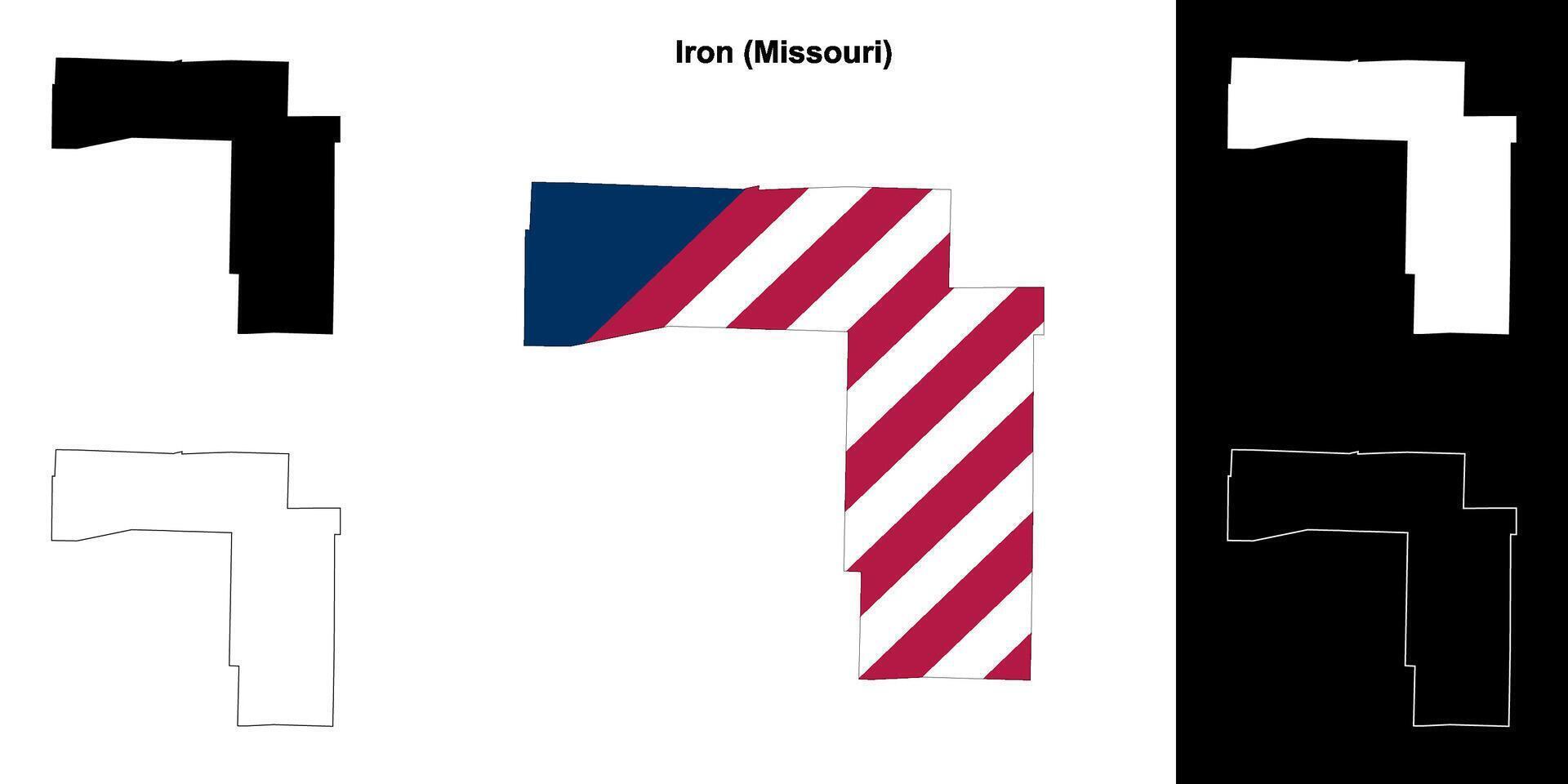 Iron County, Missouri outline map set vector