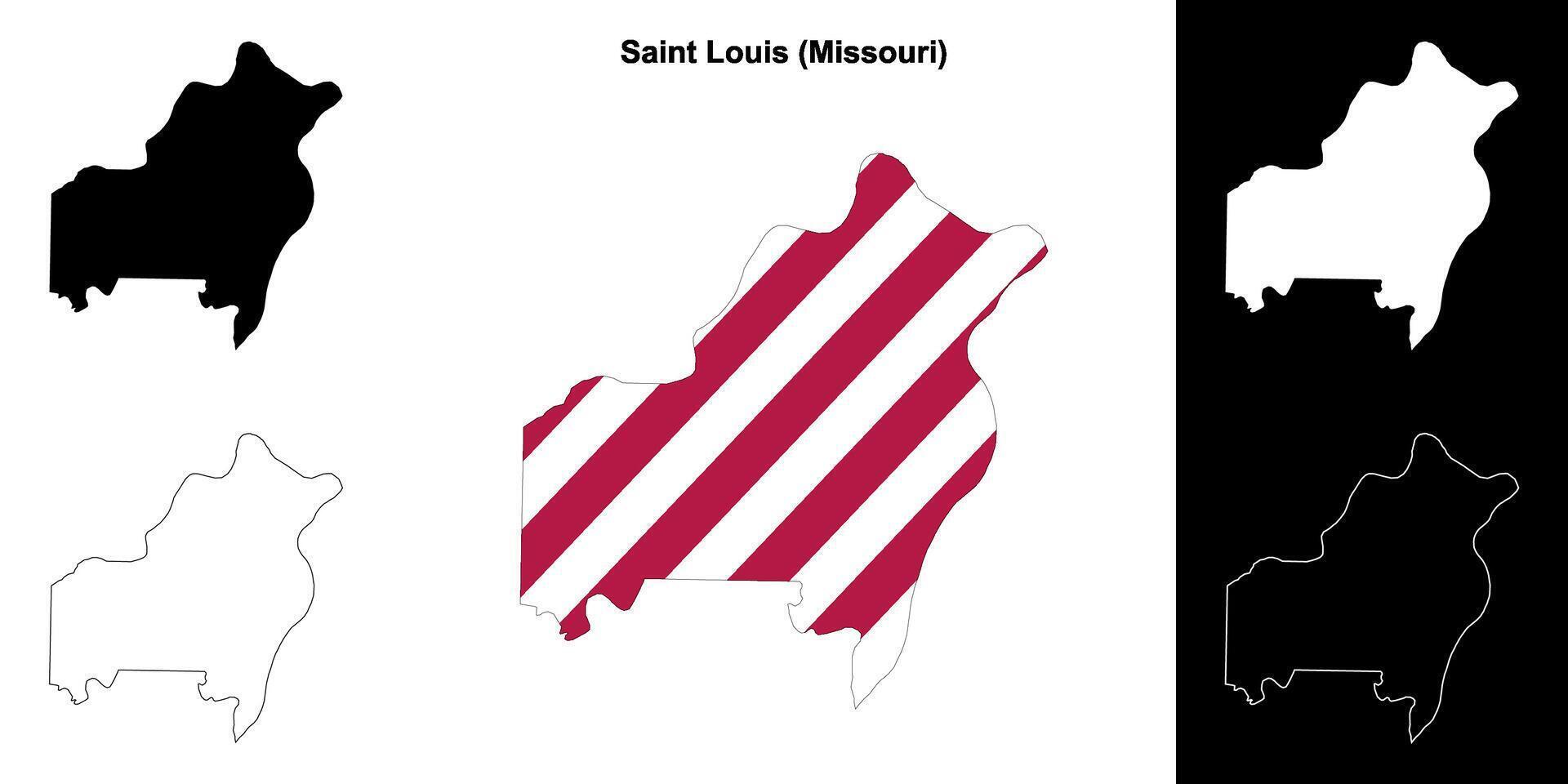 Saint Louis County, Missouri outline map set vector