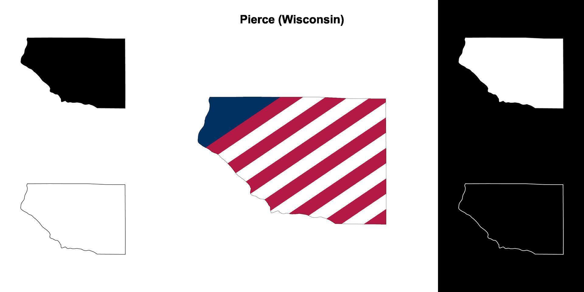 atravesar condado, Wisconsin contorno mapa conjunto vector