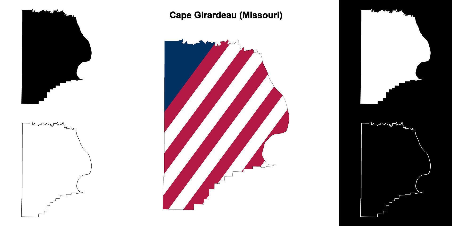 Cape Girardeau County, Missouri outline map set vector