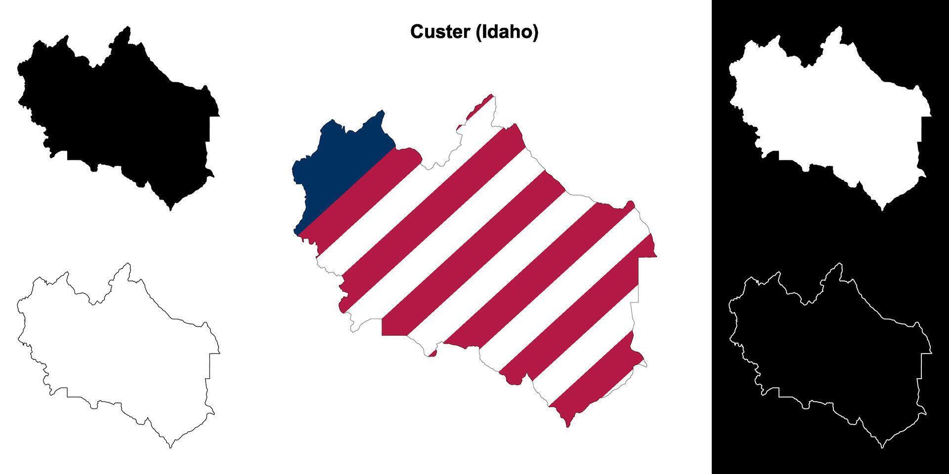 Custer County, Idaho outline map set 43223916 Vector Art at Vecteezy