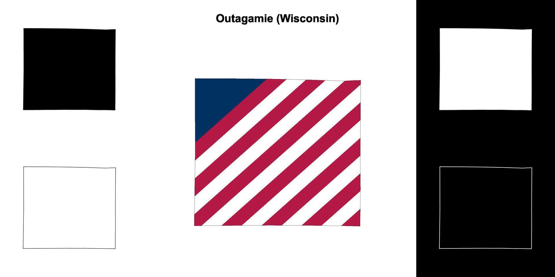 Outagamie County, Wisconsin outline map set vector