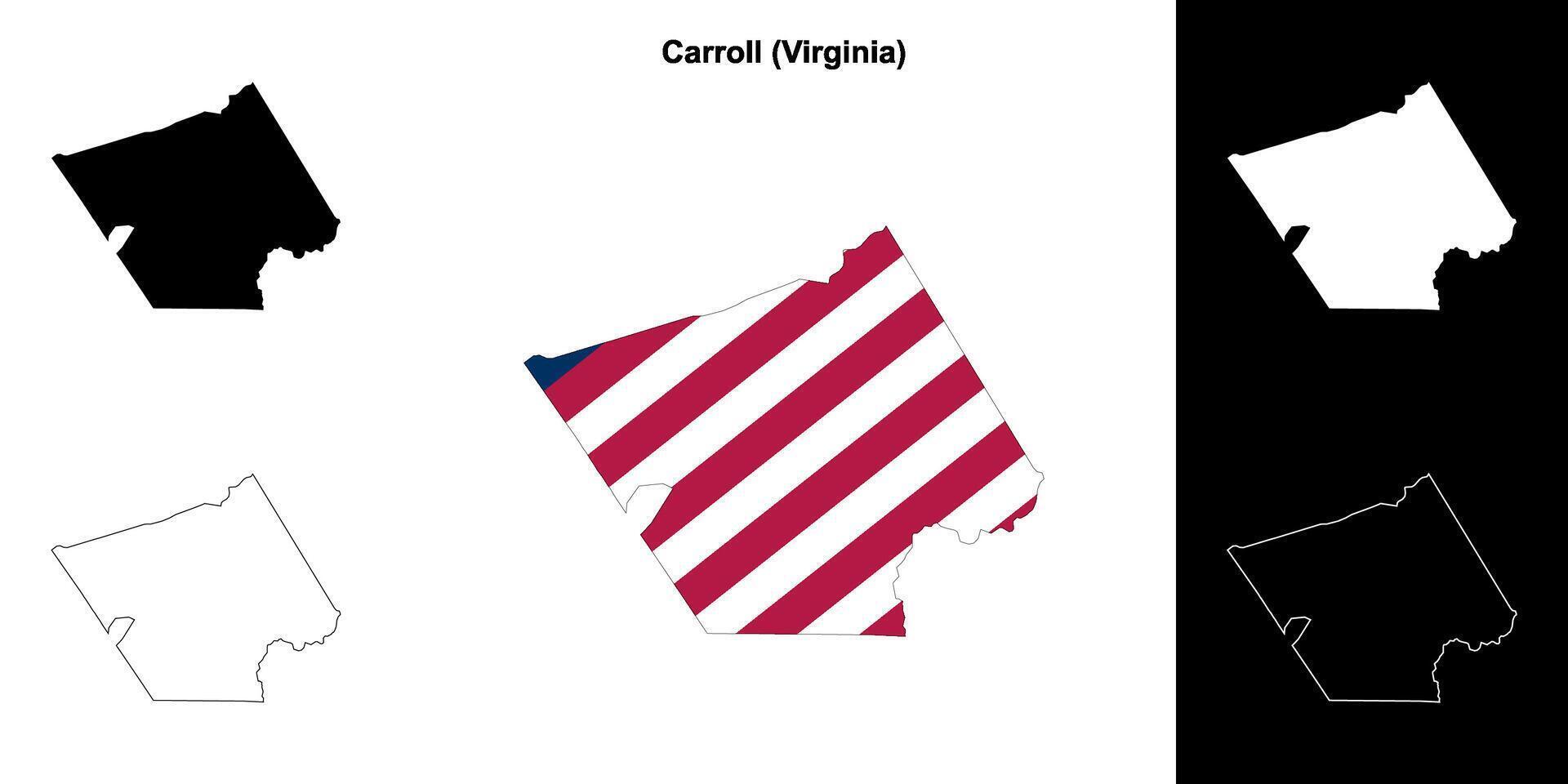 Carroll County, Virginia outline map set vector