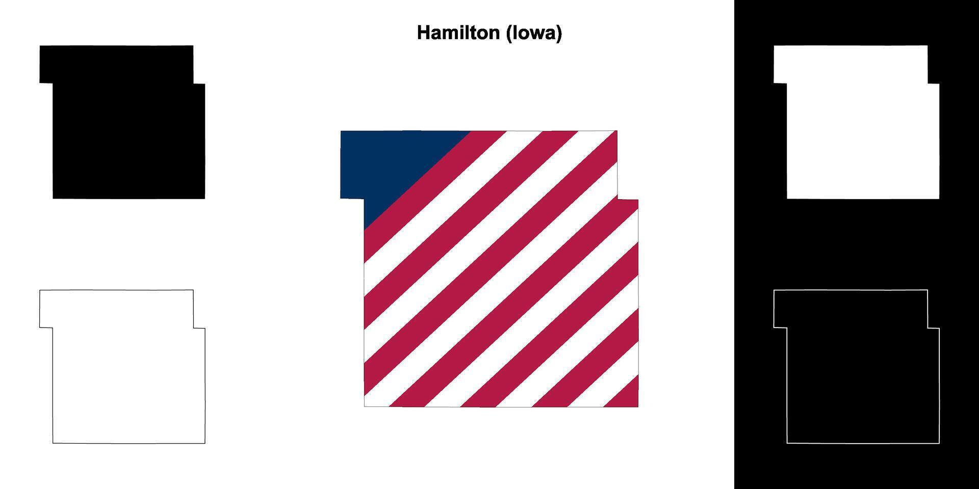 Hamilton County, Iowa outline map set vector