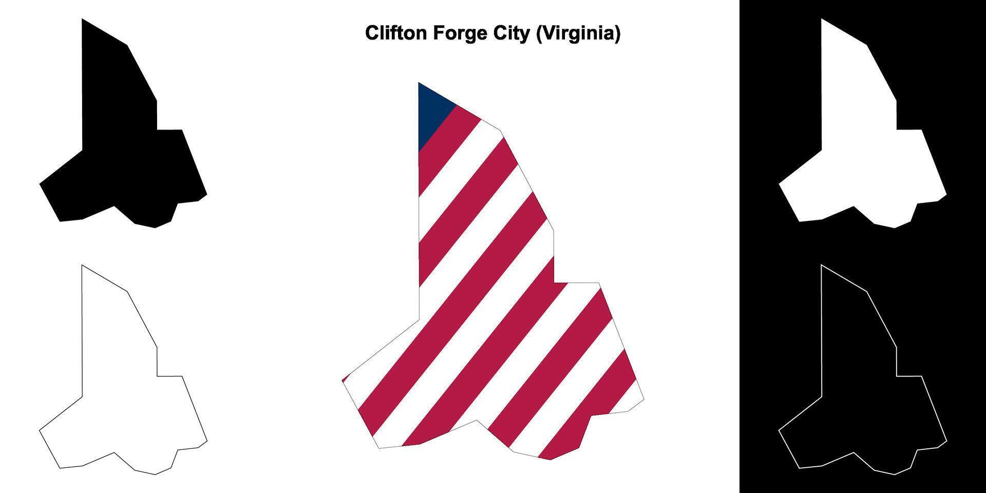 Clifton fragua ciudad condado, Virginia contorno mapa conjunto vector