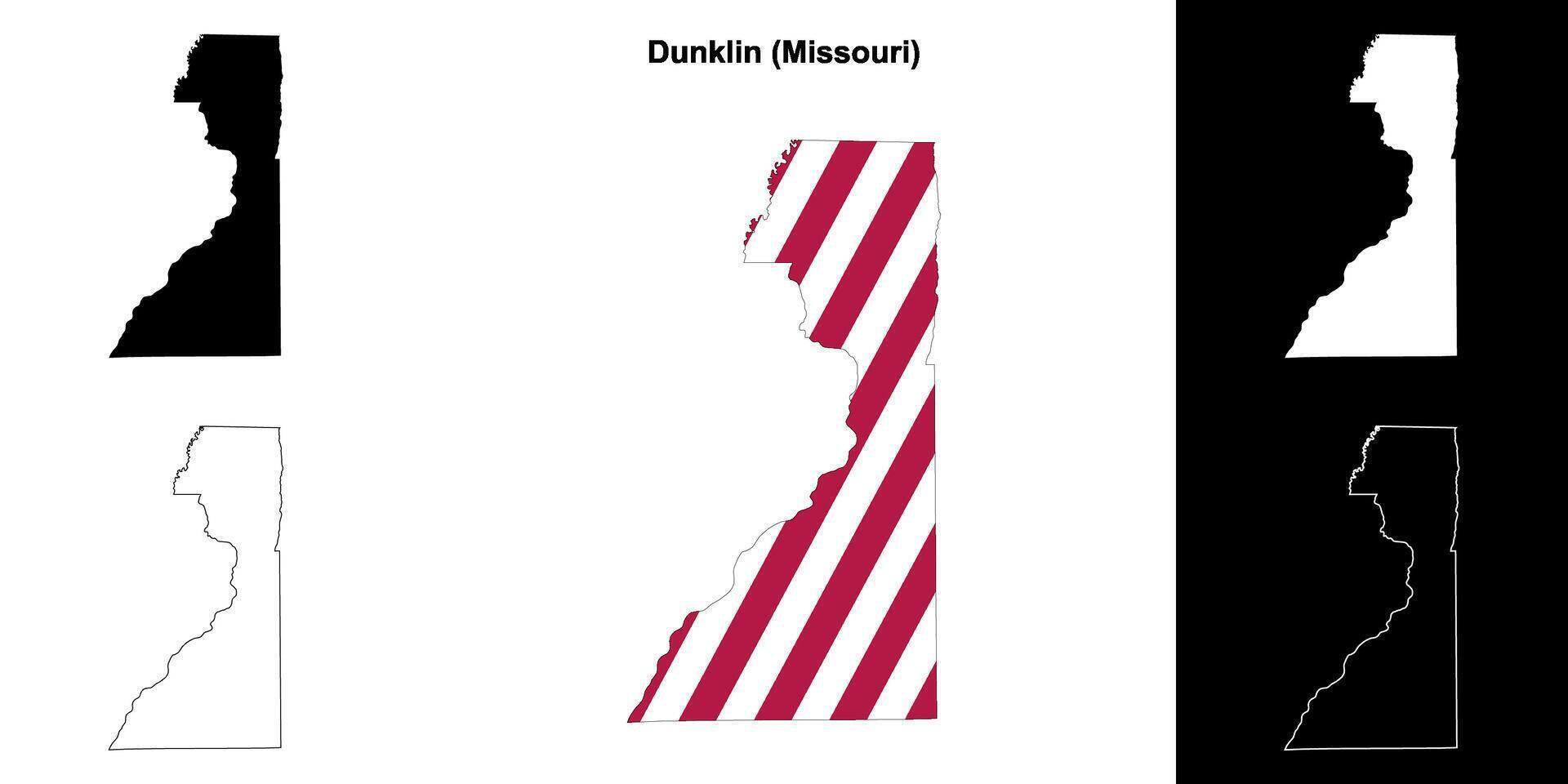 Dunklin County, Missouri outline map set vector