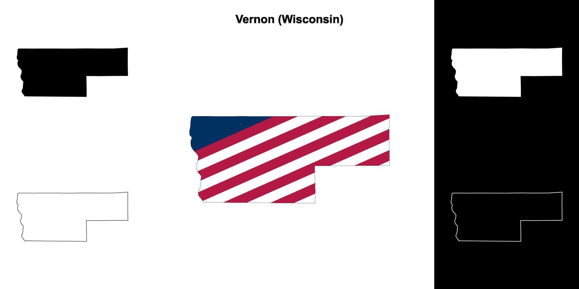 Vernon County, Wisconsin outline map set vector