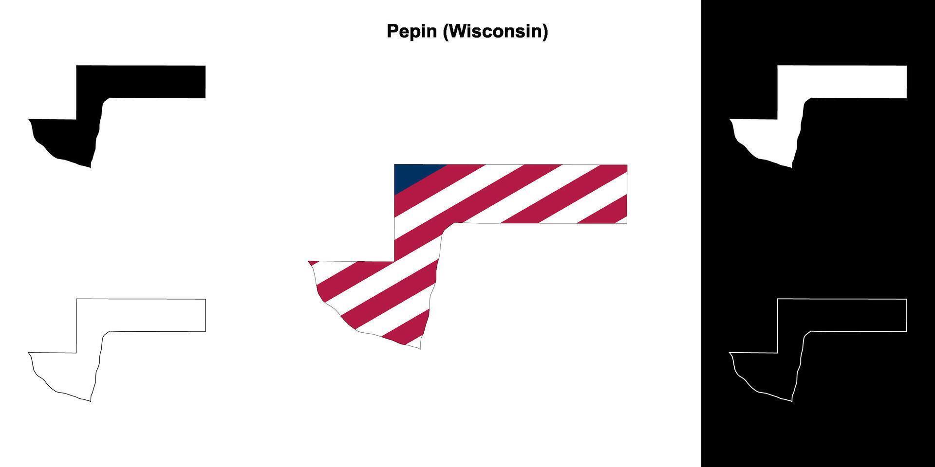 Pepin County, Wisconsin outline map set vector