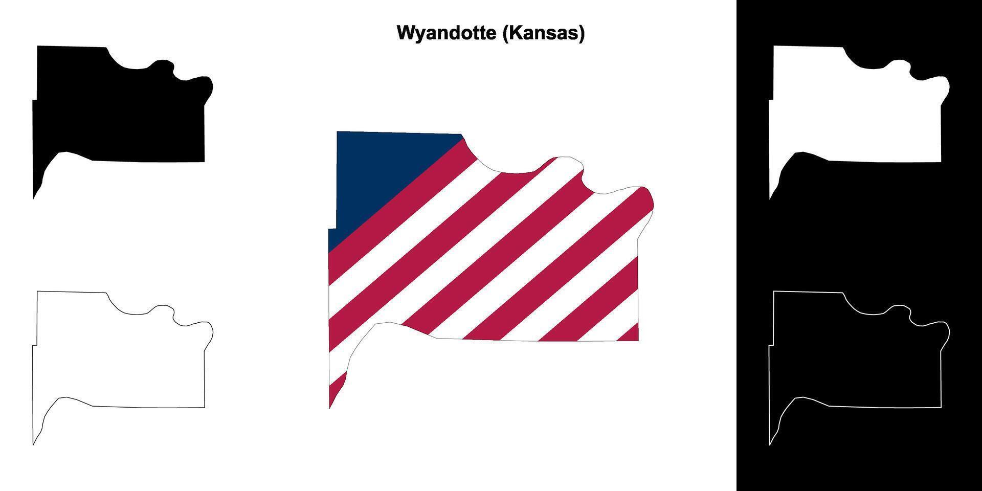 Wyandotte County, Kansas outline map set vector