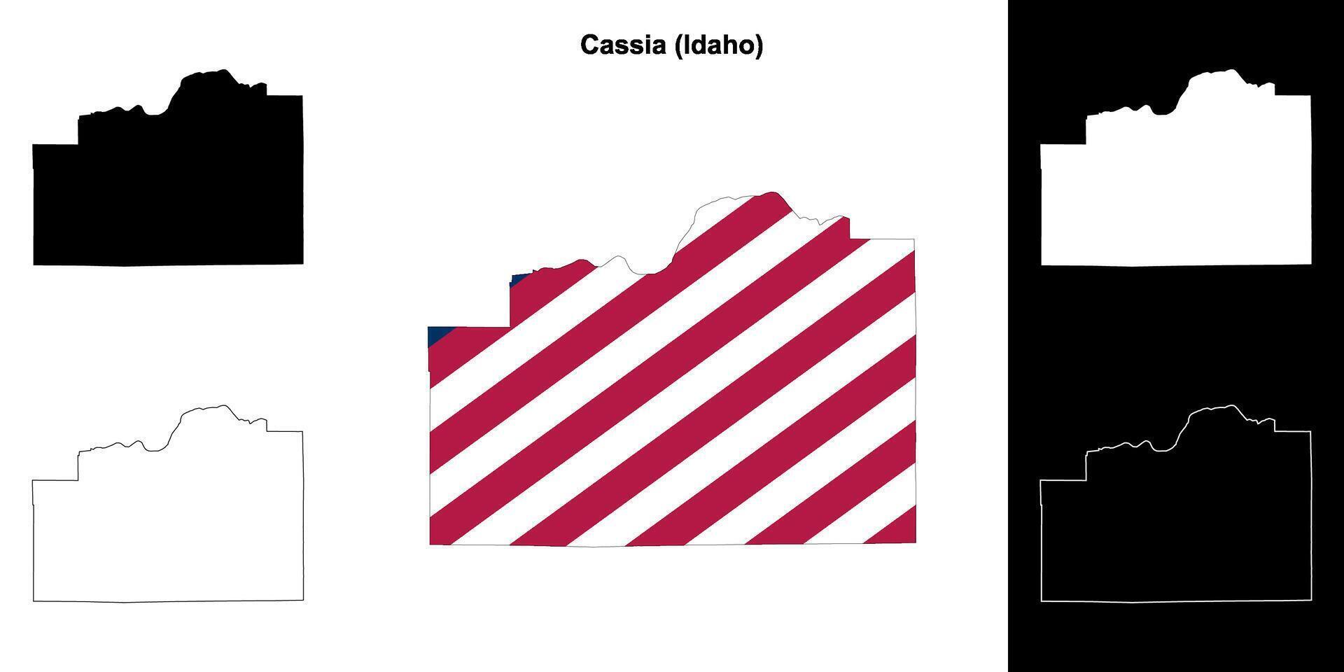 Cassia County, Idaho outline map set vector