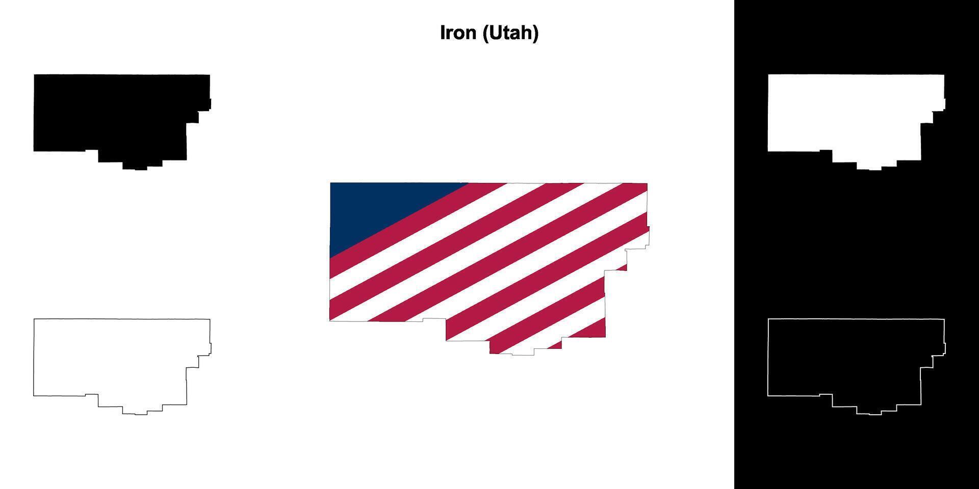 Iron County, Utah outline map set vector