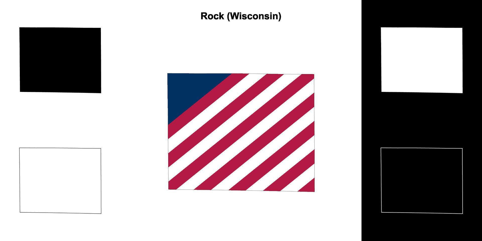 rock condado, Wisconsin contorno mapa conjunto vector