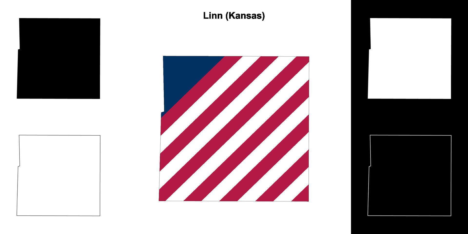 Linn County, Kansas outline map set vector