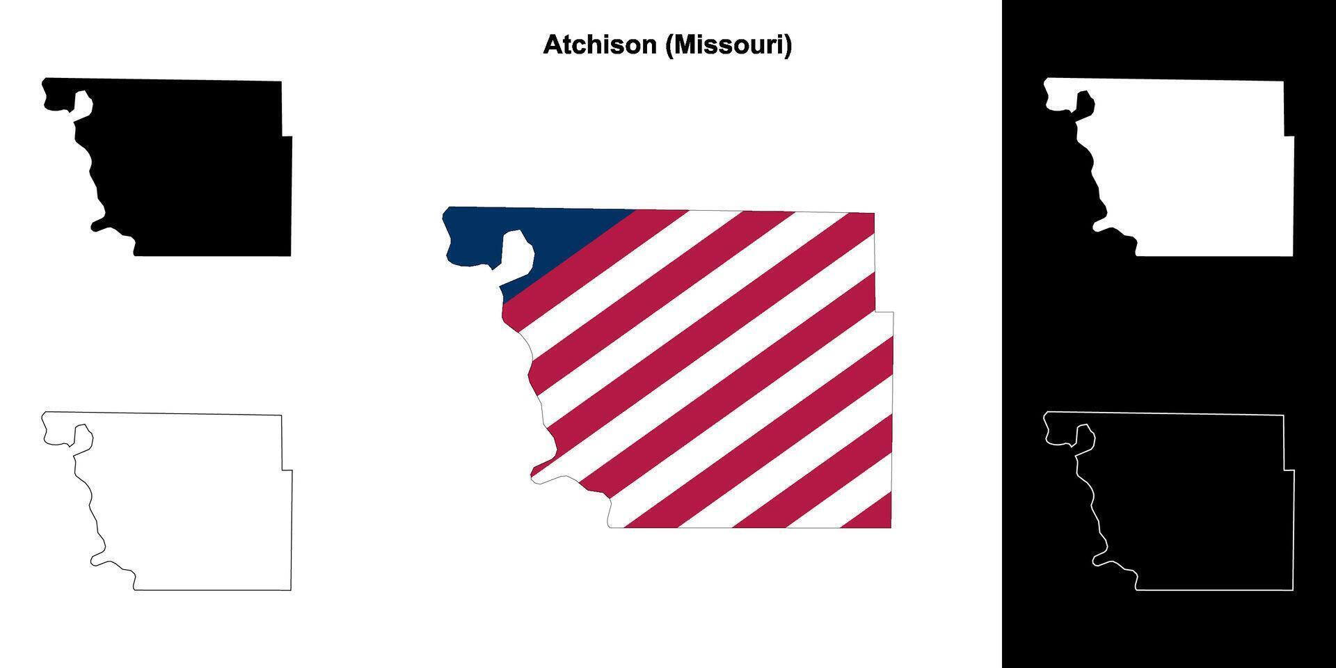 Atchison County, Missouri outline map set vector